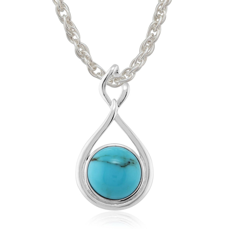 Pendentif Moderne Argent 925 Turquoise Cabochon Rond