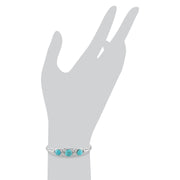 Bracelet Jonc Boho Argent 925 Turquoise Cabochon Rond