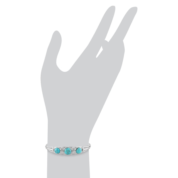 Bracelet Jonc Boho Argent 925 Turquoise Cabochon Rond