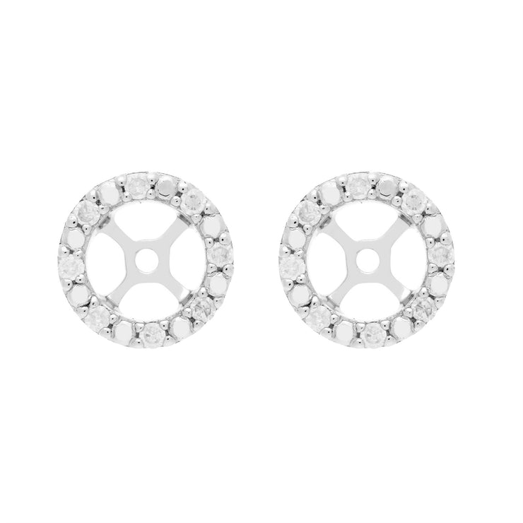 Classique «Ear-Jacket» Or Blanc 375 rond avec Diamant
