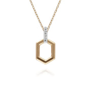 Pendentif Barre Hexagone Pavé Diamant Or Rose 375