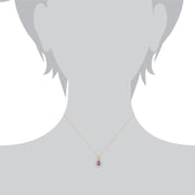 Pendentif et Boucles d'Oreilles Clou Classique Or Jaune 375 Saphir Rose Oval et Diamant Cluster