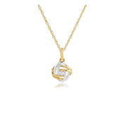 Pendentif Nœud d'Amour Classique Deux Ors 375 Blanc et Jaune Diamant Rond