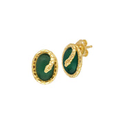 Boucles d'Oreilles Clou ECFEW™ 'The Ruler' Serpent avec Calcédoine Teinte Verte