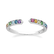 Bague Ouverte Arc-en-Ciel Argent 925