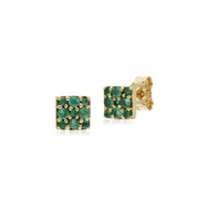 9 ct or Jaune �maraude Serti Panneau Boucles D'Oreilles