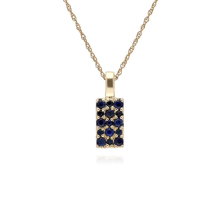 9 CT or Jaune Saphir Serti Panneau Pendentif sur 45cm Chaîne