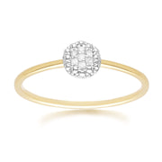 Bague Pavé de Diamant Rond en Or Jaune 375