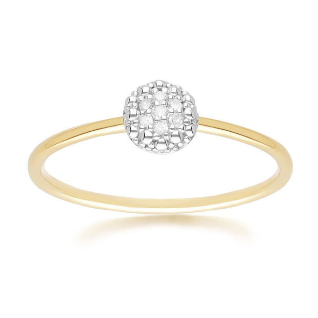 Bague Pavé de Diamant Rond en Or Jaune 375