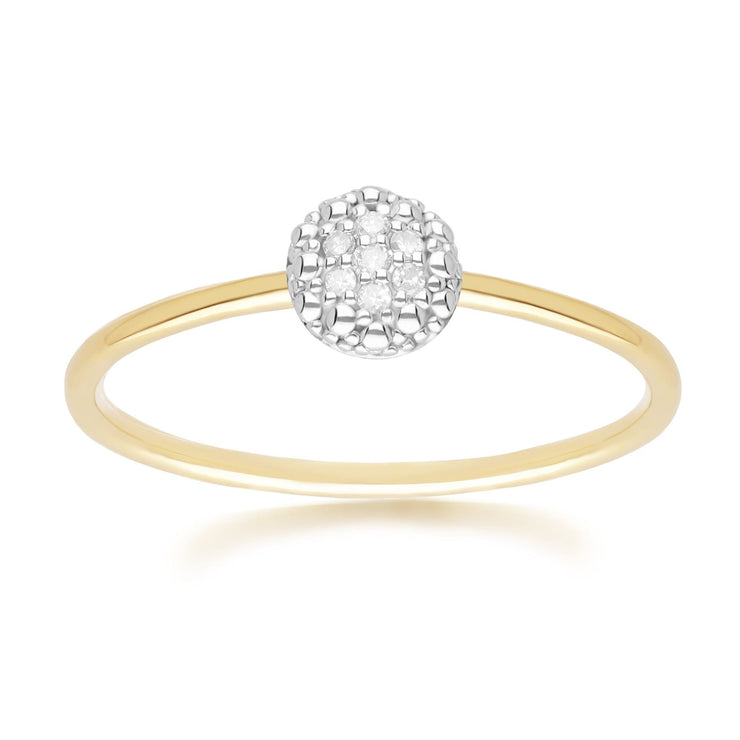 Bague Pavé de Diamant Rond en Or Jaune 375