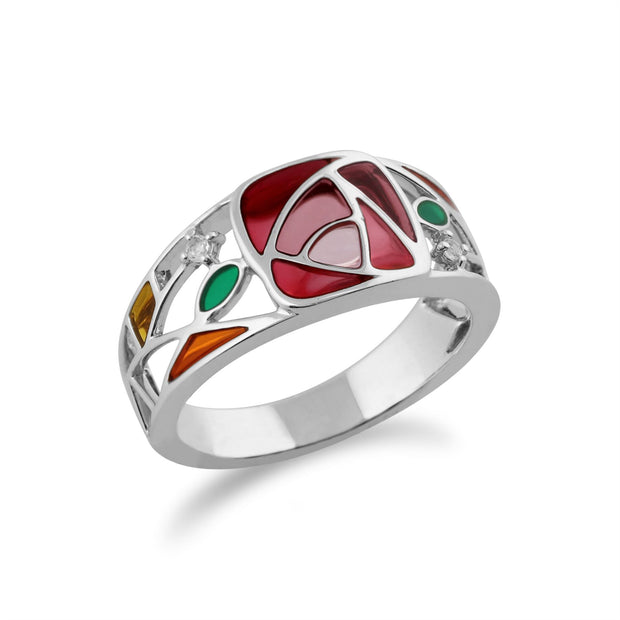 Gemondo 925 Argent 0,03ct Topaze Incolore Rennie Mackintosh Bague