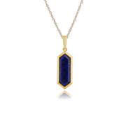 Pendentif Géométrique Argent 925 Plaqué Or avec Lapis Lazuli Hexagonal