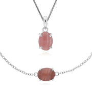 Bracelet et Pendentif Classique Argent 925 Rhodochrosite Oval