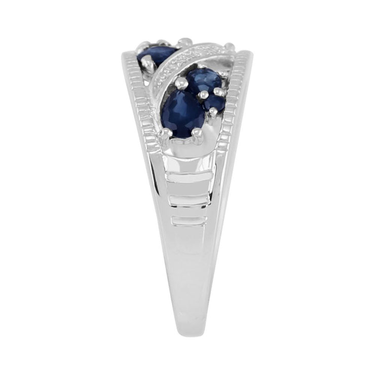 ARGENT STERLING 1.27ct CT Naturel Bleu Saphir & Diamant CLASSIQUE ROBE bague