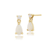 Pendentif et Boucles d'Oreilles Pendantes Classique Or Jaune 375 Opale Poire Cabochon