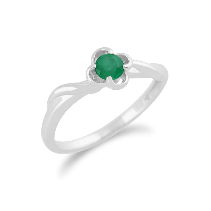 Gemondo 9ct White Gold 0.23ct Emerald Floral Ring