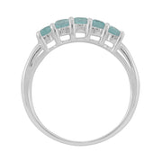 ARGENT STERLING 0.88CT CT Naturel Blue Topaz Classic cinq Pierre Bague Style