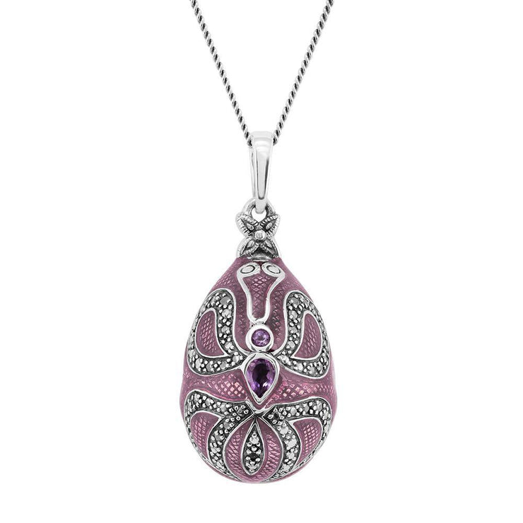 Pendentif Style Art Nouveau Oeuf Fabergé Argent 925 Améthyste – FR Pendentif Style Art Nouveau Oeuf Fabergé Argent 925 Améthyste – FR
