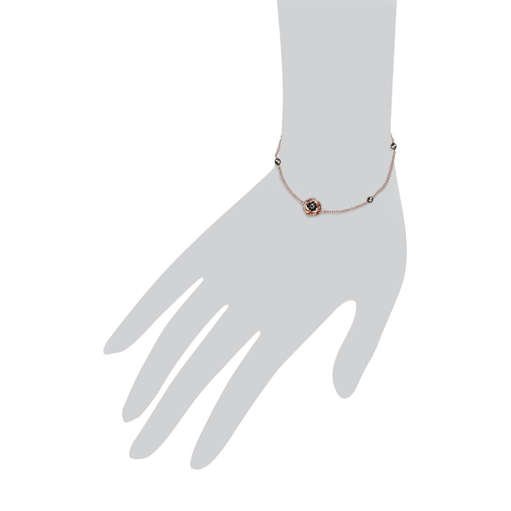 Plaqué or Rose Argent Sterling Fleur Marcassite 19cm Bracelet