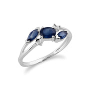 Bague Classique Or Blanc 375 Saphir et Diamant