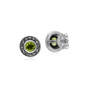 s Argent Sterling Rond Péridot et Marcassite Grappe Boucles D'Oreilles Clous