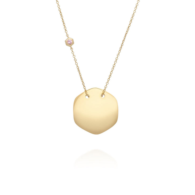 Collier à Graver Argent 925 Plaqué Or Jaune Morganite
