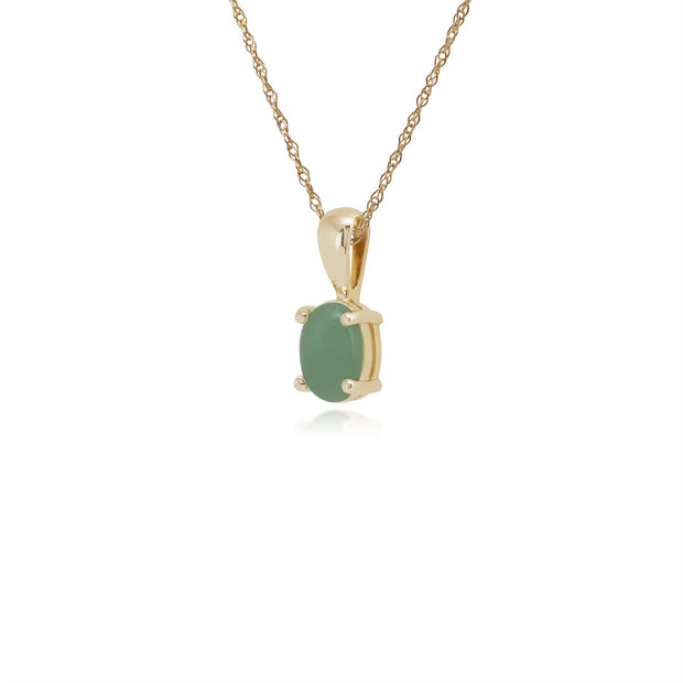 Pendentif Classique Or Jaune 375 Jade Vert Oval