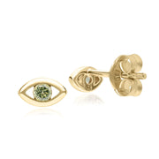 Boucles d'Oreilles Clou ECFEW™ Dainty Evil Eye Péridot en or jaune 375