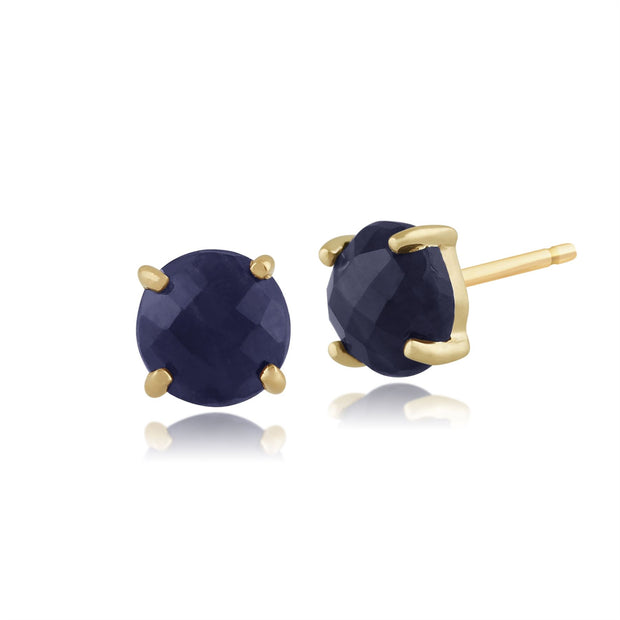 Boucles d'Oreilles Clou Classique Or Jaune 375 Saphir Brut Facette