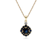 s 9 CT Saphir or Jaune & Diamant Carré Serti Pendentif sur 45cm Chaîne