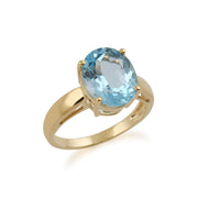 JAUNE 9 Ct Or 5.00ct ct Topaze bleu ciel classique bague pierre Unique