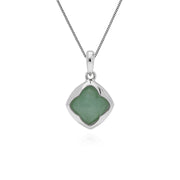 Jade pendant, Argent Sterling Coussin Pain de Sucre Jade Pendentif sur 45cm Chaîne