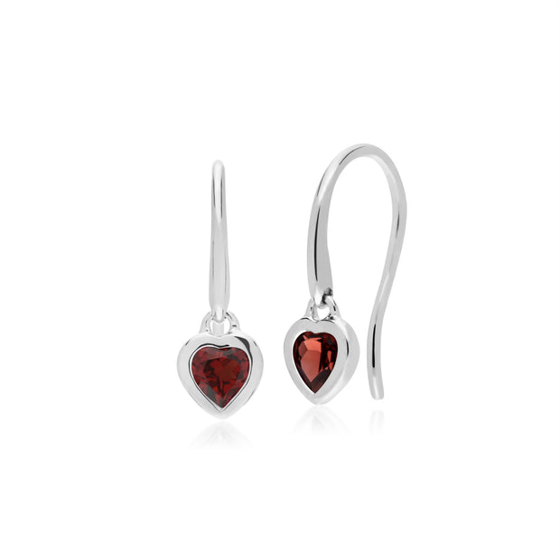 Argent Sterling Pierre Unique Grenade Boucles D'Oreilles Cœur Ouvert