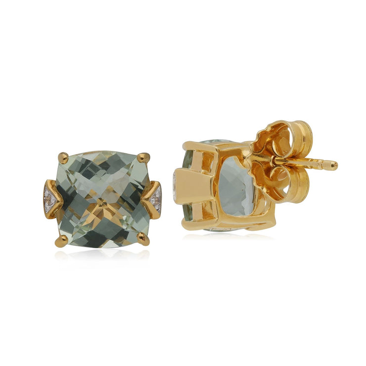 Boucles d'Oreilles Clou Kosmos Argent 925 Plaqué Or Rose Quartz Vert et Topaze