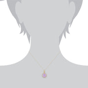 Calo' Lavande Jade Pastel Collier en 9ct Or Jaune Plaqué Argent Sterling