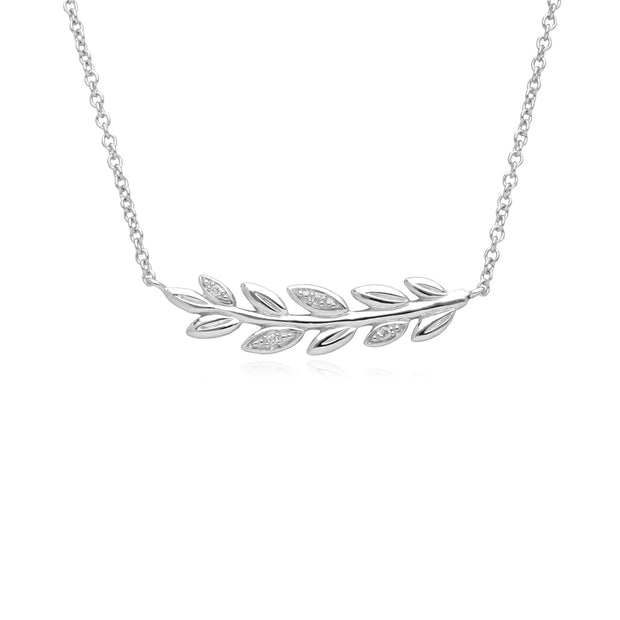 Collier O Leaf Or Blanc 375 Diamant