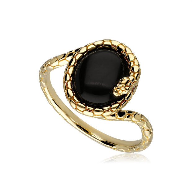 Bague ECFEW™ 'The Ruler' Serpent avec Onyx