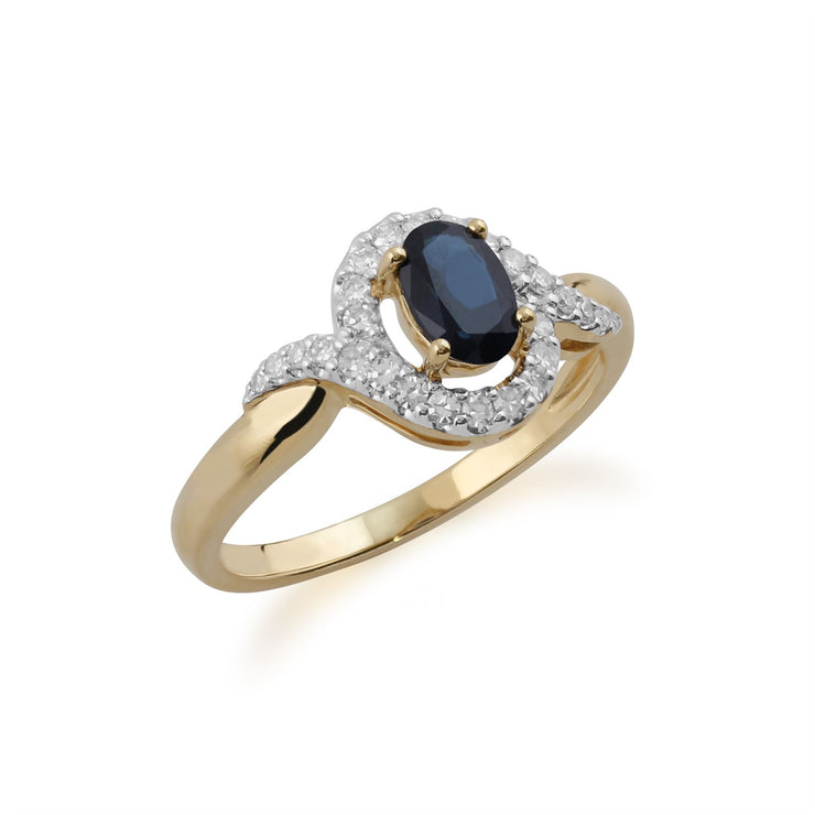 Gemondo Bague Saphir, 9ct or Jaune 0,63 CT Bague Saphir & Diamant - Saphir
