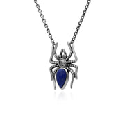 Lapis Lazuli Collier, Argent Sterling 1 Carat Lapis Lazuli & 0.12ct Marcassite Tortue 45cm Collier