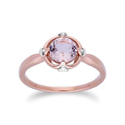 Gemondo 9ct Rose Gold Halo Morganite & Diamond Round Cut Ring