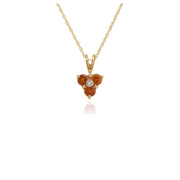 Pendentif Floral Or Jaune 375 Citrine et Diamant