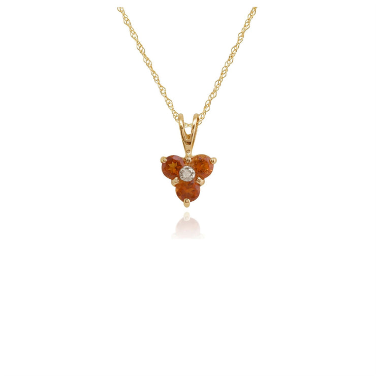Pendentif Floral Or Jaune 375 Citrine et Diamant