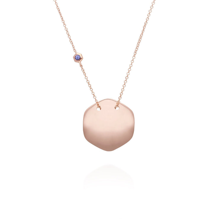 Collier à Graver Argent 925 Plaqué Or Rose Tanzanite