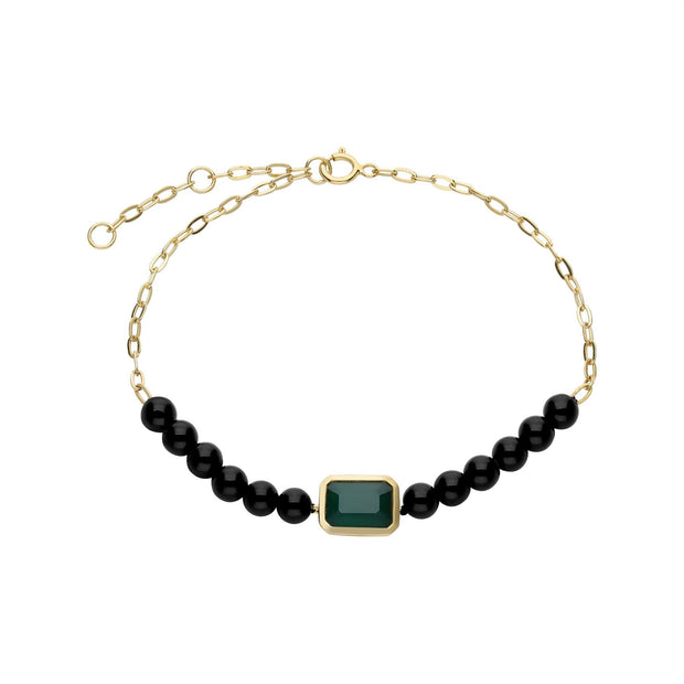 Bracelet ECFEW™ 'The Unifier' Onyx et Calcédoine Verte Teinte