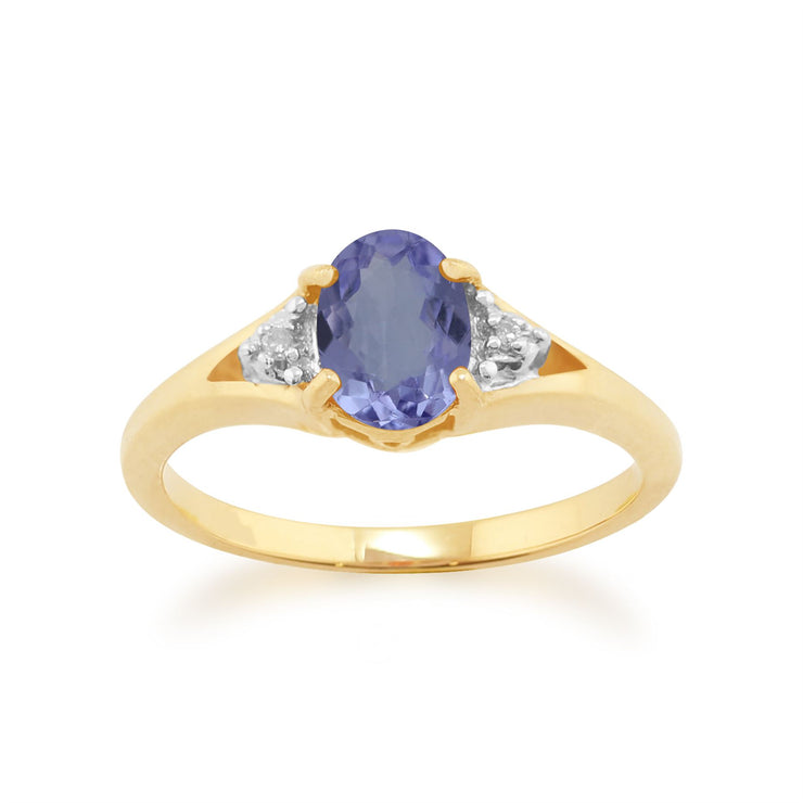 Gemondo Tanzanite Bague, 9ct Or Jaune 0.69ct Bague Tanzanite & Diamant