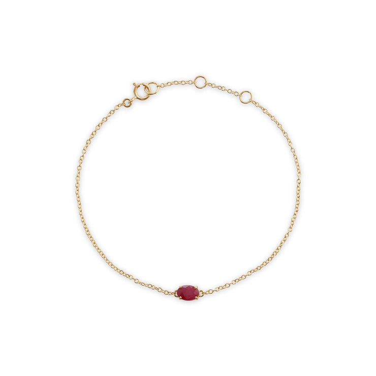 Bracelet Classique Or Jaune 375 Rubis Oval