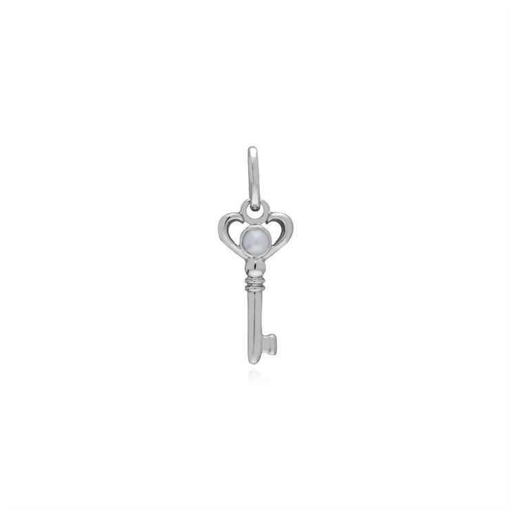 Pendentif Classique Cadenas Cœur Argent 925 et Charms Clé Perle