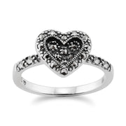 Gemondo Bague Marcassite, Argent 0,32 CT Pavé Marcassite Style Coeur Anneau