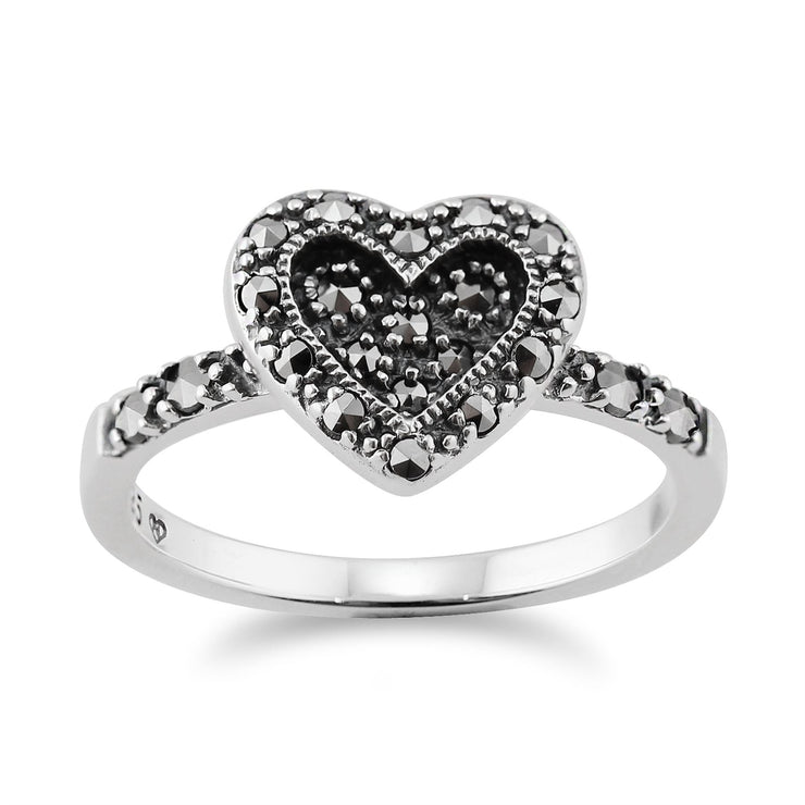 Gemondo Bague Marcassite, Argent 0,32 CT Pavé Marcassite Style Coeur Anneau