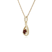 Grenade Collier, 9 Ct Or Jaune Grenade Pierre Unique Gouttes D'eau 45cm Collier